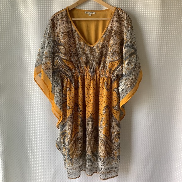 Speed Control New York Tops - Speed Control New York Paisley Print Tunic Dress Kaftan Cover Up L